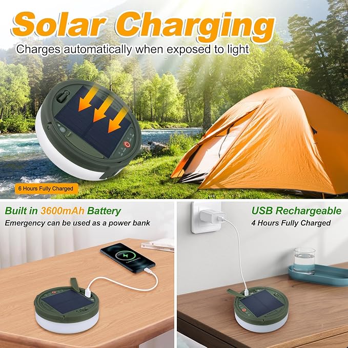 SMY Lighting 4 in 1 Solar Camping String Lights, 72.2Ft Ultra Long String with 220LEDs, Solar Powered and USB Rechargeable Light with Remote Control, Portable Camping Light for Hiking, Decorations