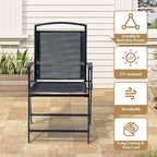 Crestlive Products Patio Folding Chairs Set of 4, Foldable Outdoor Chairs with Durable Rust-Resistant Frame and Breathable Textilene Material for Outside, Black