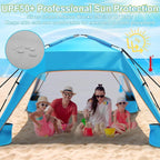 Beach Tent Sun Shelter for 6-8 Person, Beach Sun Shelter with UPF50+ UV Protection, Lightweight and Easy Setup Beach Canopy, Portable Shade Tent for Beach Camping Fishing