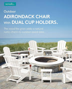 SERWALL Adirondack Chair with Cup Holders - Composite Adirondack Chairs Set of 4 HDPE Outdoor Chairs All Weather Use- White