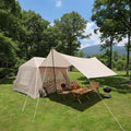 KEIKI Oxford Hot Tent for Camping, 2/3/4/6/8 Person Large Inflatable Tents w/Detachable Canopy, 4 Season Waterproof Tent for Hike Backpacking, Stove Jack AC Port, Mesh Doors Windows, Pump, Easy Setup