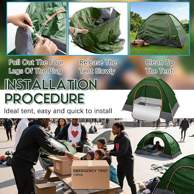 Camping Tents for Homeless Bulk Homeless Backpacking Supplies 2 Person Pop up Adult Waterproof Instant Easy Setup Tent for Hiking, Outdoor, Travel, Camping, Donation