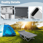 Slsy Oversized XXL Folding Camping Cot for Adults with Pad, Padded Portable Sleeping Cots, Camp Bed with Carry Bag for Outdoor Travel, Beach, Hiking