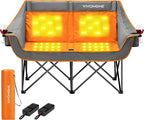 VIVOHOME 45W Padded Heating Double Camping Chair with 2 x 27000mAh Power Bank, Heated Oversized Portable Loveseat for Outdoor Sports, 3 Levels of Heat, Overheat Protection System, Orange and Gray