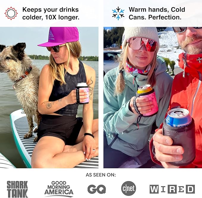 PHOOZY Insulated Can Cooler for Tall 16oz Cans with NASA-Inspired Technology - Patented Koozie That Keeps Drinks Cold 10x Longer - Lightweight Beer Koozie for Outdoor Adventures - Pink
