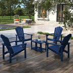 Stackable Adirondack Chair Set of 2, HDPE All-Weather Adirondack Chairs - Durable and Space Saving, Plastic Outdoor Fire Pit Chairs with Cup Holder,Navy Blue
