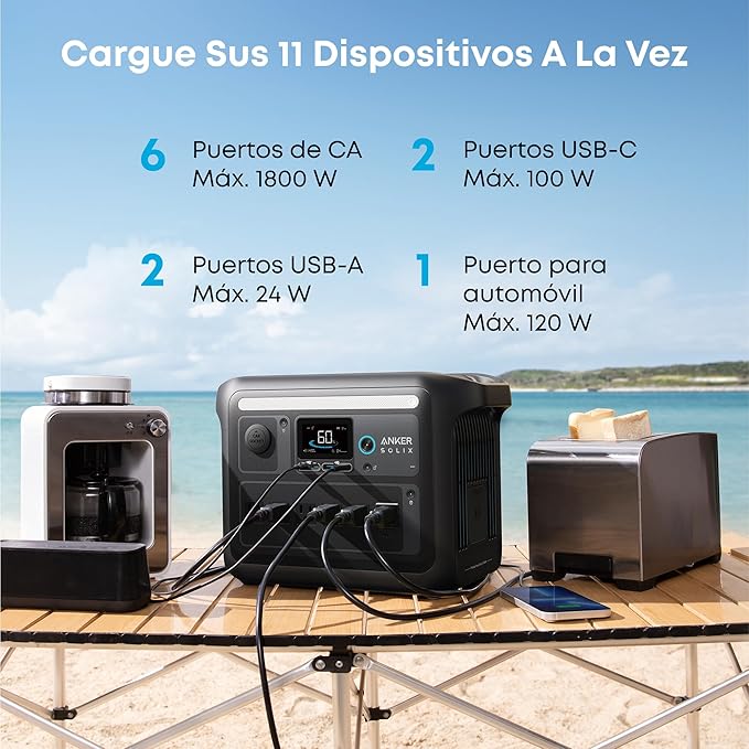 Anker SOLIX C1000 Portable Power Station（Black Version ）, 1800W (Peak 2400W) Solar Generator, Full Charge in 58 Min, 1056wh LiFePO4 Battery for Home Backup, Power Outages, and Outdoor Camping