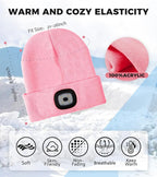 Unisex LED Beanie with Light, Rechargeable Headlamp Hat, Stocking Stuffers Christmas Gifts for Men, Warm Knitted Cap White Elephant Gifts for Dad Adults Teens Men Women Him