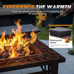 Devoko Outdoor Fire Pit, 32 Inch Firepit Table Metal Outdoor Fireplaces with Waterproof Cover for Outside Patio Camping (Copper)
