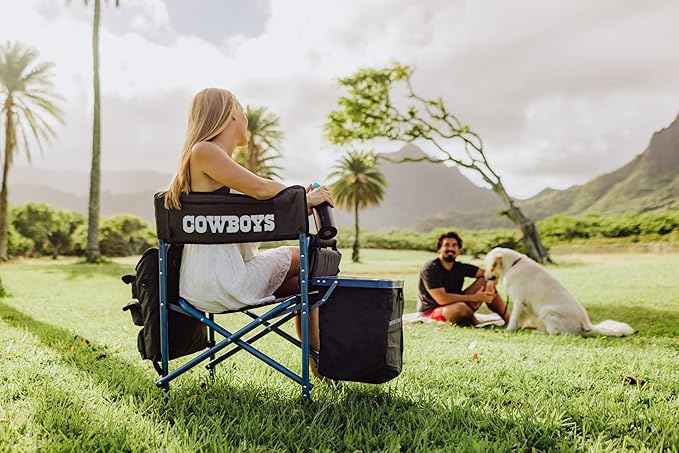 Picnic TIME NFL Unisex-Adult NFL Fusion Camping Chair with Side Table and Soft Cooler, Beach Chair for Adults, Lawn Chair