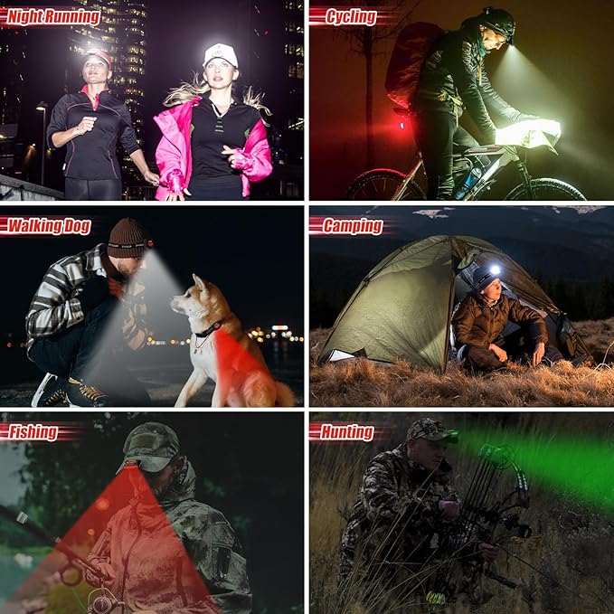 4-Pack Rechargeable Cap Light,Portable headlamps,Clip on Hat with Motion Sensor,Lightweight IPX4 Waterproof,Night Vision LED Lights for Hunting Fishing Camping Hiking Cycling