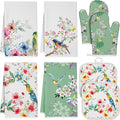 8 Pcs Birds Kitchen Gift Dish Towel Pot Holder Oven Mitt Set 4 Tent Car Tea Towels with Funny Sayings Novelty 2 Oven Mitts 2 Pot Holders Coffee Accessories Decor for Rv