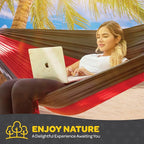 Durable Hammock 400 lb Capacity, Nylon Camping Hammock Chair - Double or Single Sizes w/Tree Straps and Attached Carry Bag - for Travel/Backpacking/Beach/Backyard (Medium, Dark Grey & Dusty Pink)