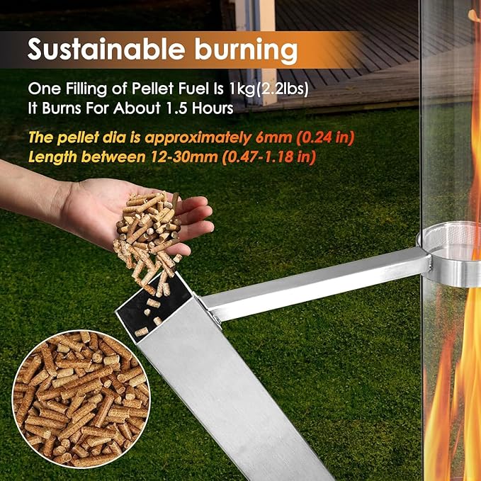 Patio Heater Wood Pellet Heater, Pellet Stove, Pellet Fire Pit for Outdoor, Fireplace for Camping Patio Garden Picnic, Outside Backyard Bonfire