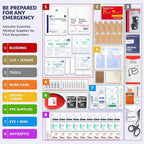 MFASCO Complete Emergency Response First Aid Kit Trauma Bag - 415 Piece Fully Stocked Supplies for Disaster Preparedness | for Business, Schools, Organizations, Groups, Home Safety (Reflective Blue)