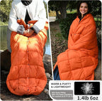 Down Camping Blanket - Lightweight, Packable, Warm & Puffy Outdoor Travel Quilt for Sleep, Hiking, Backpacking, Stadium, Festivals, Water-Resistant Sleeping Bag 55"x79"