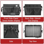 FANGSUN Large Grill and Picnic Caddy with Paper Towel Holder, BBQ Organizer for Utensils, Plates, Condiments, Collapsible & Easy-Carry Griddle Caddy, Must-Haves for Outdoor, Camper, Travel, Car, RV