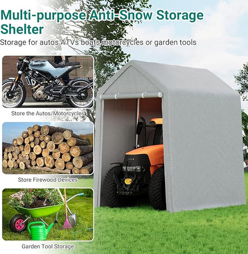 10×10 ft Outdoor Storage Sheds, Portable Storage Shelter Shed with Roll up Zipper Doors, Waterproof Outside Utility Shed Garage Tent for Motorcycle, Bicycles and Camping Tools
