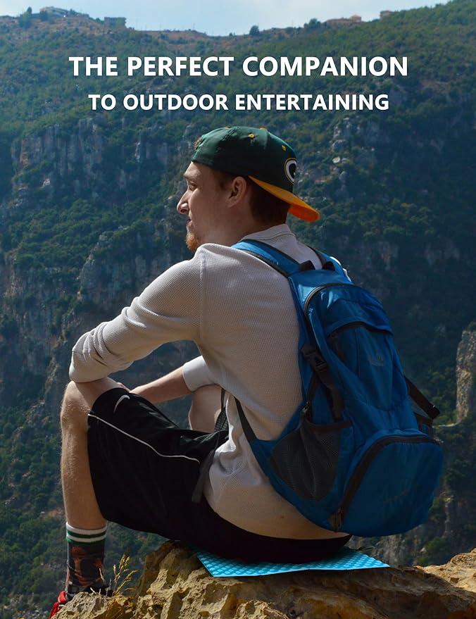 Foam Hiking Seat, Sit Pad, Sit Pads for Backpacking, Seat Cushion with Carabiner Clips, Carry Bag, Waterproof Foam Seat for Camping, Hiking, Outdoor, Blue