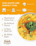Simple Kitchen Broccoli Cheese Soup Mix - 17 Servings for Meal Prep, Vegetarian, Gluten Free & Freeze Dried Broccoli Cheddar Soup, Canned Food for Camping Meals & Hiking, Survival Kit, Pack of 4