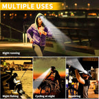 Rechargeable Headlamp, 8 LED 18000lm IPX4, Red Light Flashlight, USB Cable 8 Modes Outdoors Camping Running Fishing Hiking (Yellow Headband)
