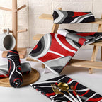 Boyiee Set of 6 Red Black Grey White Kitchen Towels Modern Geometric Dish Hand Towels 24 x 16 Inches Gifts Decorative Tea Cloth Gifts for Farmhouse Kitchen Bathroom Decorations