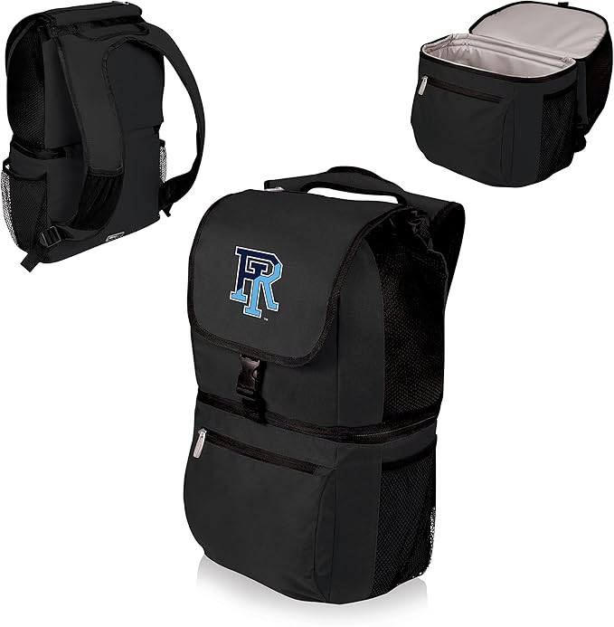 PICNIC TIME NCAA Rhode Island Rams Zuma Backpack Cooler, Soft Cooler Backpack, Lunch Cooler, (Black)