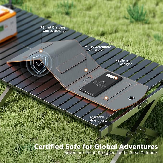 10000mah Solar Charger Power Bank, 30W Foldable Portable Solar Panel, Fast Charging with 1 Type-C & 2 USB-A Ports, Ipx5 Waterproof, for Phone, Tablets & Multiple Devices, Camping Outdoor Use
