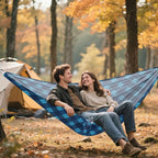 Dark Blue Checkerboards Hammocks for Camping with Hanging Rope Indoor Hammock for Patio Backyard Lounge Base