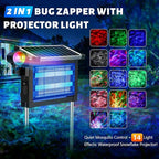 Solar Bug Zapper Outdoor 4500V, 2-in-1 Rechargeable Mosquito Zapper with Projection Light, IP66 Waterproof Cordless Electric Fly Zapper Indoor with Type-C Charging for Patio, Yard & Camping