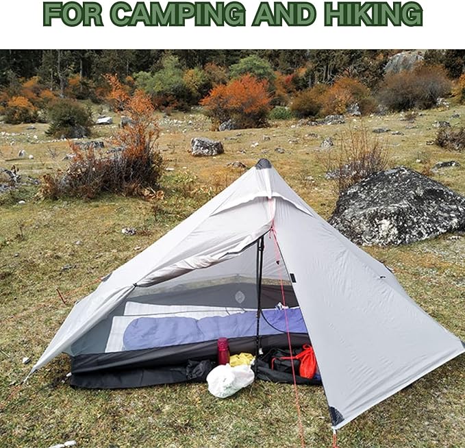 3F UL GEAR Blue Mountain 1/2Person Camping Poleless Tent, 3/4Seasons Waterproof Tent, Easy Set Up Hiking, Backpacking Silicon Coated Tent Shelter