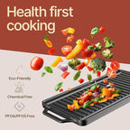 Bakken 18” Reversible Cast Iron Griddle, Flat & Grill Side, Dual Burner Cooking Plate for Pancakes, Meats & Veggies, Pre-Seasoned, Nonstick, Oven & Campfire Safe, Heavy-Duty Griddle Top with Mitt