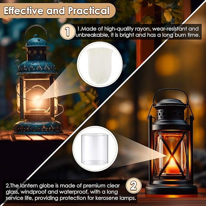 11 Pcs Propane Lantern Mantles with Glass Globe Replacement, Compatible with Coleman Fueled Lanterns, U Shape & Standard Replacement Propane Globe, Camp Lamp Mantle for Outdoor Camping