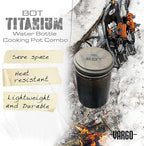 Vargo Titanium BOT Series | 1 Liter (34 oz.) Ultralight Water Bottle Cooking Pot Weighs 147 grams (5.2 oz.) | Backpacking Camping Multipurpose