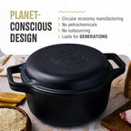 Victoria 6-Quart Cast Iron Combo Cooker, Combination Dutch Oven and Skillet, Made in Colombia, 2-Piece Set