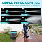 750PSI Portable Pressure Washer Cordless, 4.5Gal Tank, 4 Adjustable Pressure Electric Power Washer with 2x5.0Ah Battery & Quick Charger, 5-in-1 Nozzle, 10FT Hose, Power Cleaning for Car Washing, Patio