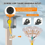 30 Amp to 110V 20 Amp RV Power Adapter,NEMA TT-30P Male to 3x5-15R/20R Household Outlets Splitter with LED Indicator,3-Way 120V Electrical Y Adapter for RV Camping, Trailers, Home Garage Use
