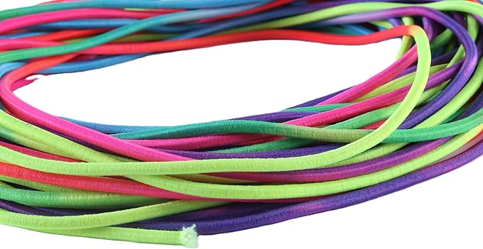KONMAY 3.0mm Shock Cord Bungee Cord for Drawstrings & Adjusters, Rainbow Elastic Cord for Apparel, Outdoor Gear,Camping, Tents, Tie Downs & DIY Utility, 20 Yards