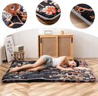 MAXYOYO Black Floral Japanese Futon Floor Mattress, Bed Mattress Topper Portable Thick Sleeping Pad Floor Bed Roll Up Camping Mattress Folding Couch Bed Mattress Pad for Guest Room King