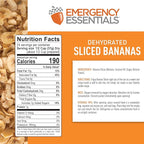 Emergency Essentials, Dehydrated Banana Slices, Emergency Food Supplies, 10-Year Shelf Life, 24 Servings