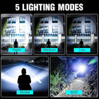 Headlamp Rechargeable 5000 High Lumen: Super Bright LED Head Lamp with Motion Sensor, 9 Modes, IPX7 Waterproof, 90°Adjustable, Zoomable Headlight for Adults Hunting Camping Hiking Running