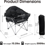 SunSettler Heated Camping Chair, Oversized Heated Outdoor Chairs for Adults with 3 Heat Levels, Portable Folding Padded Chair for Camp, Lawn, Sports (Battery NOT Included) (Black, Oversized)