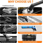 Rechargeable Electric BBQ Grill Brush, 2600mAh Battery, 2-Speed Power, LED Light, 100 Mins Long Runtime, 304 Stainless Steel Heat Resistant Grill Cleaner for Outdoor Camping & Grilling