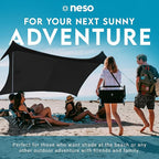 Neso Gigante Portable Beach Tent Sun Shelter - Lightweight Beach Shade Canopy - Easy Setup for Family Outings - Patented Reinforced Corners - UPF 50+ Sun Protection - 8ft Tall, 11 x 11ft - Black