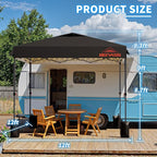 12x12 Pop Up Canopy, Easy Up Canopy Tent, Heavy Duty Tents for Parties, One Person Set Up Event Tent, Black
