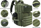 LHI Military Tactical Backpack for Men and Women 45L Army 3 Days Assault Pack Bag Large Rucksack with Molle System - Green