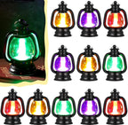 Ferraycle 12 Pcs Mini Lantern Decor 4 Inch Western Lantern Table Centerpiece Small Vintage Camping Hanging Lamp Ornaments Bulk for Cowboy Cowgirl Wedding Halloween Christmas (4 Inch,4 Light Colors)