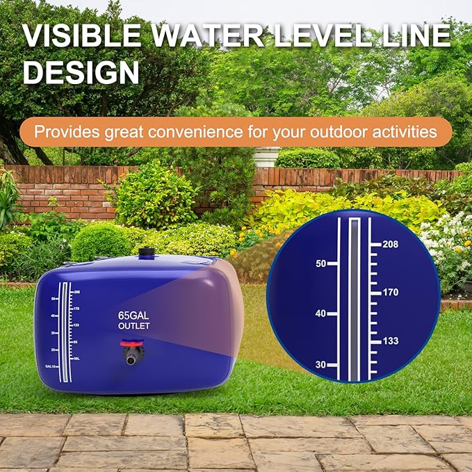 60 Gallon Water Bladder - 1000D PVC Blue RV Water Tank, Portable Collapsible Storage Bladder Containers for Gardens, Camping, Emergency Use