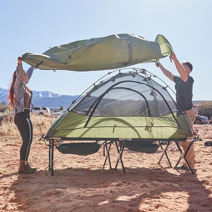 Teton Outfitter Camping Cot, Heavy-Duty Oversized Folding Cot for Adults, Comfortable Elevated Sleeping Bed, Easy Setup