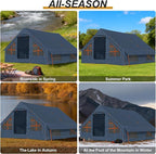 Inflatable Camping Tent,2/4/6/8 Person Glamping Inflatable Tents with Awning, Quick Setup Blow Up Tents with Pump, Waterproof Oxford Inflatable House for Camping, Air Glamping Hot Tents for Adult